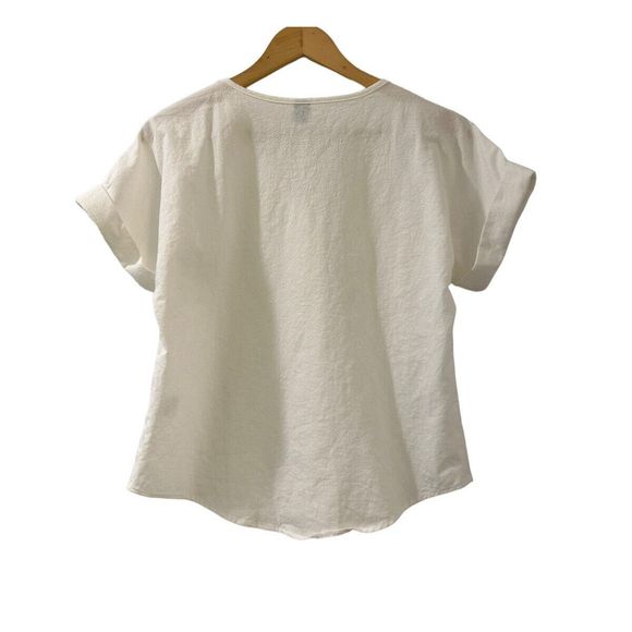 (Sold)SHEIN Linen Cotton Boxy Button Front Short Sleeve Blouse Size Small - Picture 6 of 6